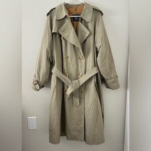 Vintage Burberrys Trench Coat Mens 46 Long Tan Belted Nova Check Wool Lined 80s